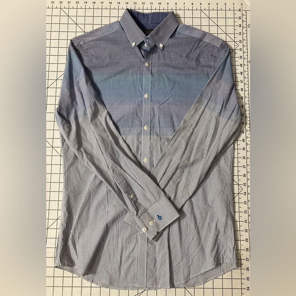 Original Penguin Men’s Size 15-32/33 Ombré Blue Heritage Slim Fit Button Down